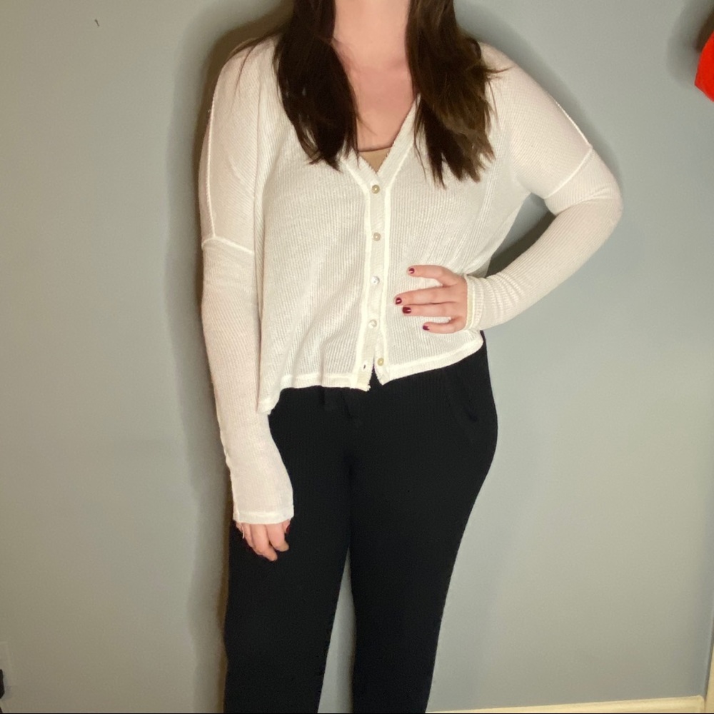 Urban outfitters white knitted cardigan sweater